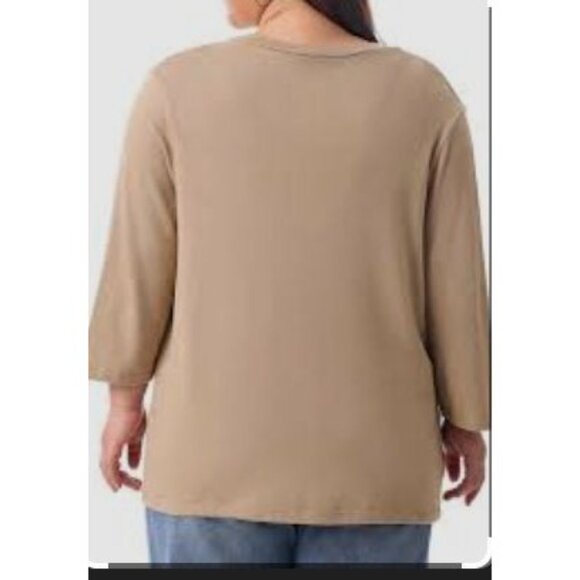 Melissa Paige Womens Cable Knit Dropped Shoulders Sweater Camel Hair Size 1X NWT - Picture 5 of 6